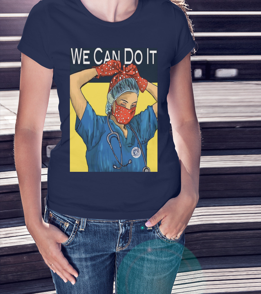 We Can Do It Nurse With Stethoscope And Red Bandana T-Shirt