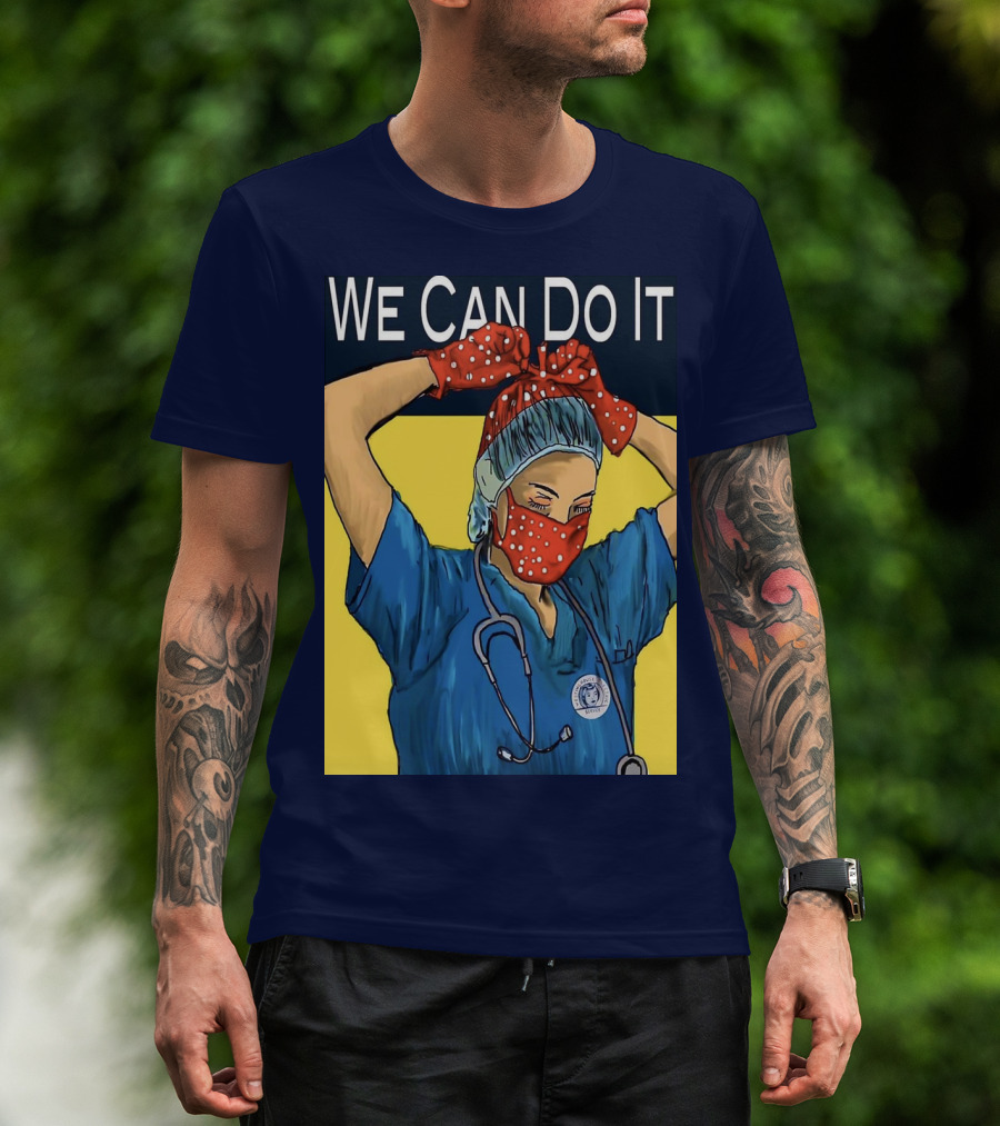 We Can Do It Nurse With Stethoscope And Red Bandana T-Shirt