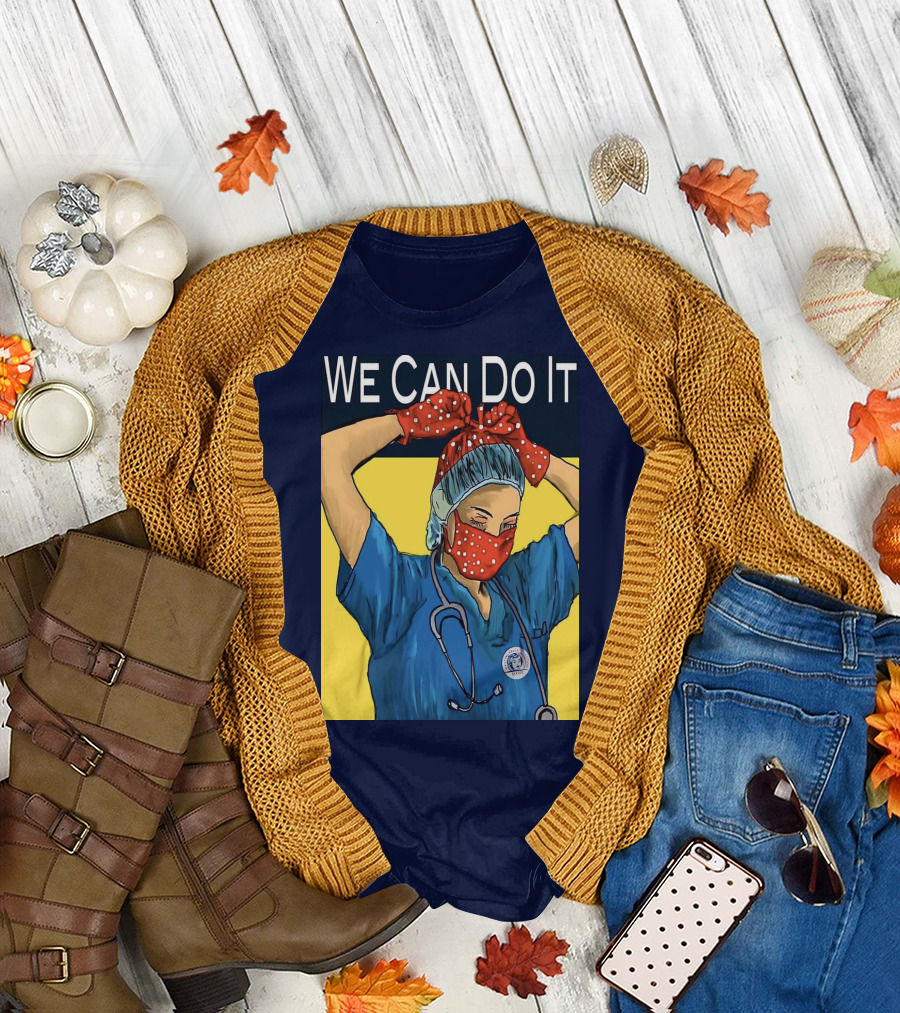 We Can Do It Nurse With Stethoscope and Red Bandana T-Shirt