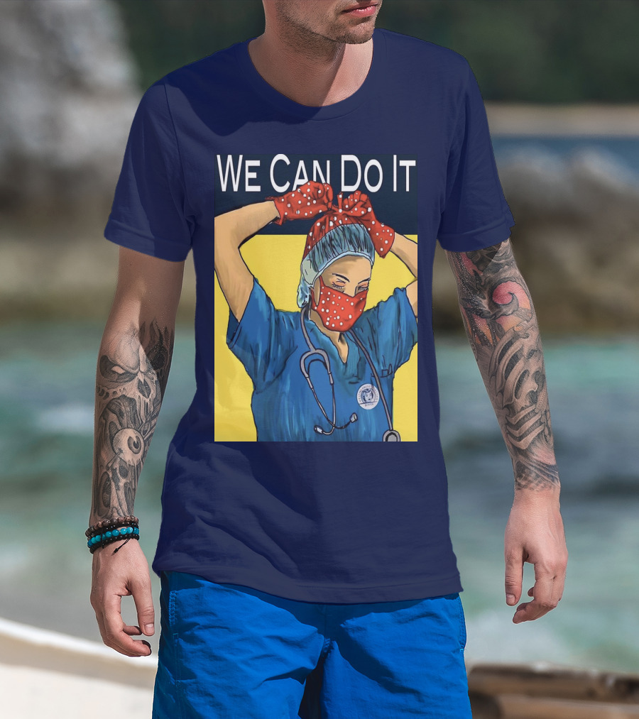 We Can Do It Nurse With Stethoscope And Red Bandana T-Shirt