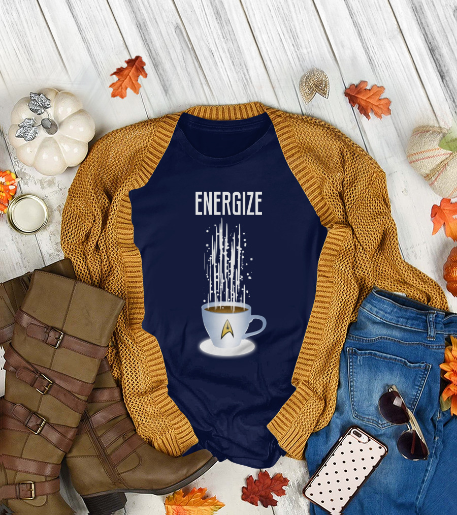 Energize Star Trek Coffee Oversized Plus Size T-Shirt