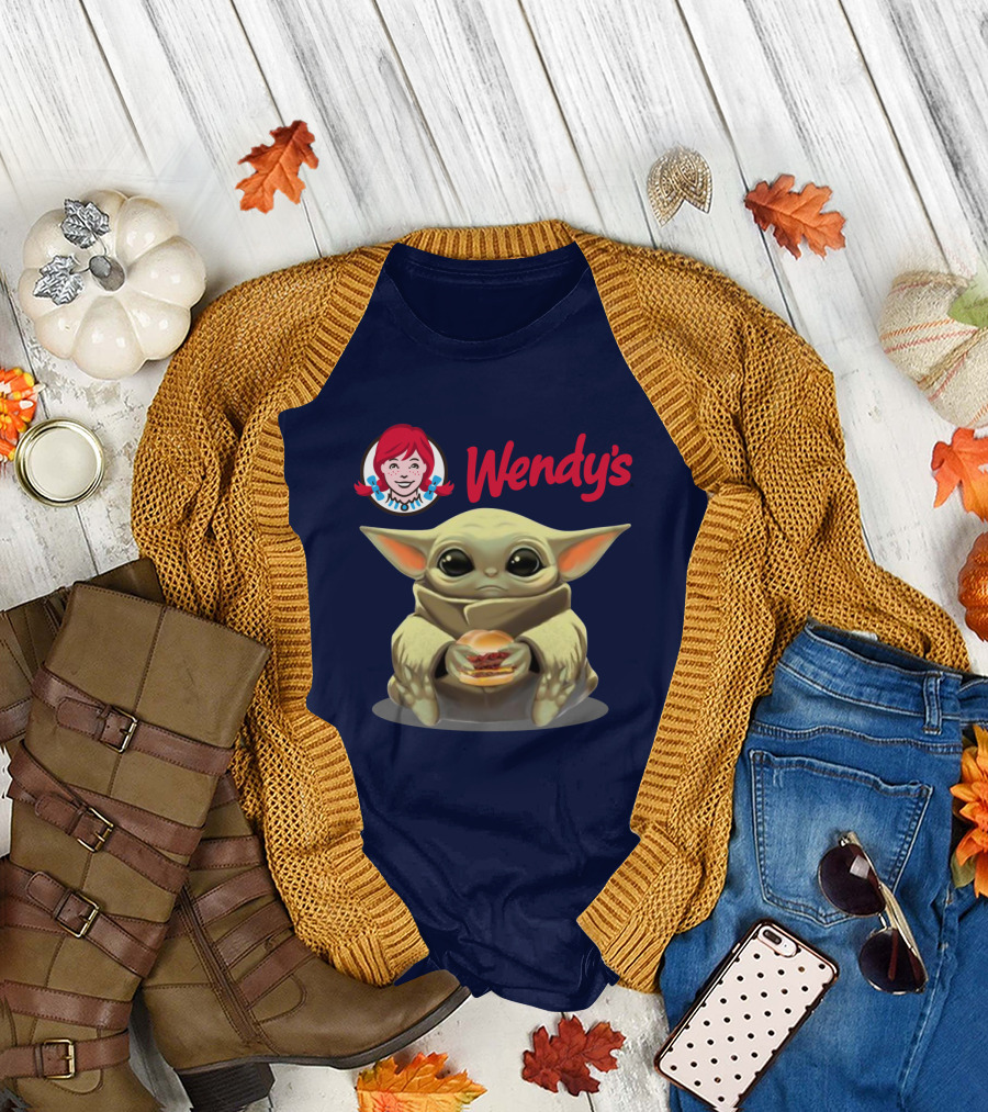 Baby Yoda Hugging Wendy's Hamburger Star Wars T-Shirt