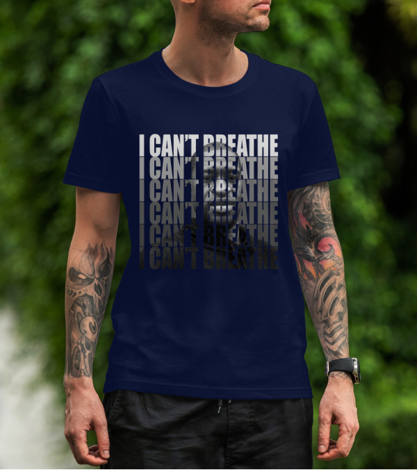I Can't Breathe Repeated Text With Image Of George Floyd T-Shirt