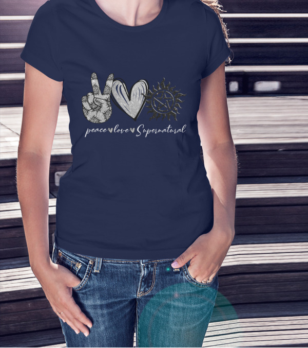 Peace Love Supernatural Oversized Plus Size Iconic Symbolic T-Shirt
