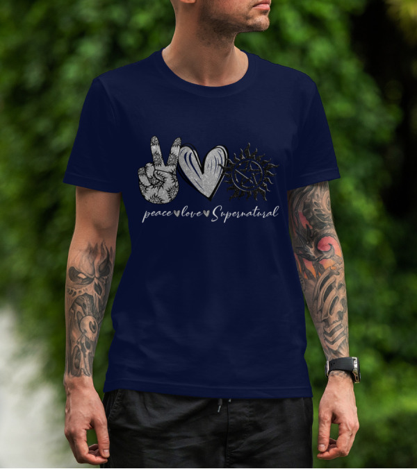 Peace Love Supernatural Oversized Plus Size Iconic Symbolic T-Shirt