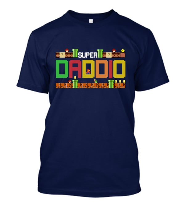 Super Daddio Family Mario Game Oversized Plus Size Block Letters T-Shirt