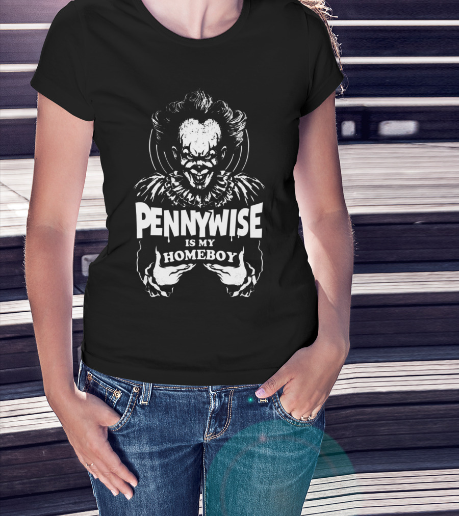 Pennywise Is My Homeboy Creepy Clown Graphic Horror T-Shirt