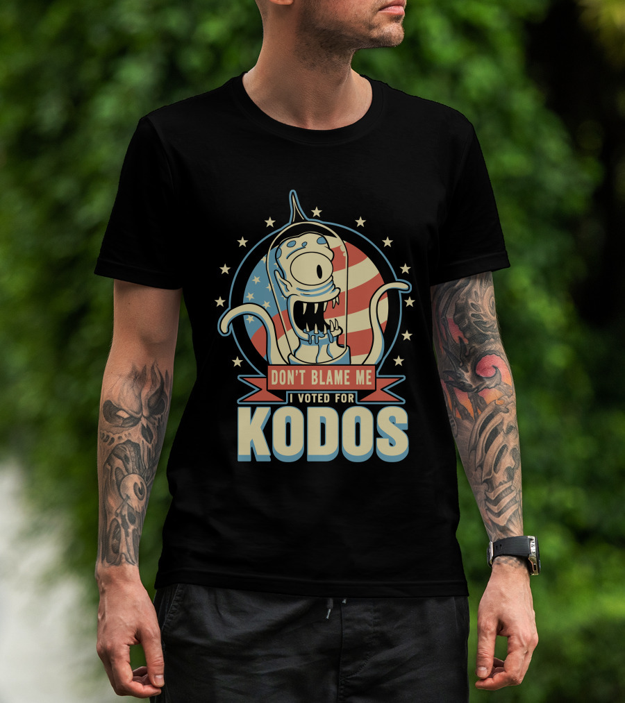 Don't Blame Me I Voted For Kodos Simpsons Alien American Flag T-Shirt