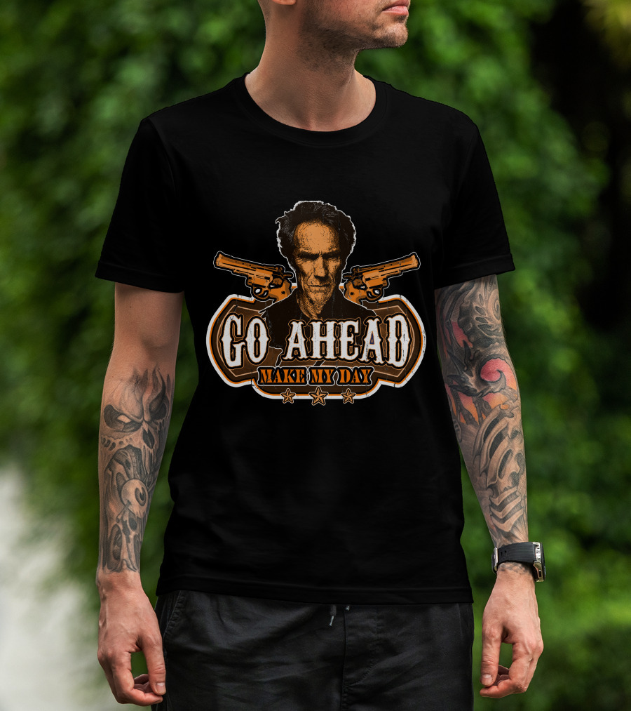 Go Ahead Make My Day Clint Eastwood Dirty Harry Guns Retro T-Shirt