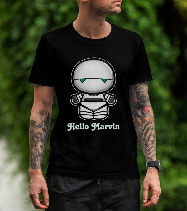 Hello Marvin The Paranoid Android Cute Cartoon Character T-Shirt