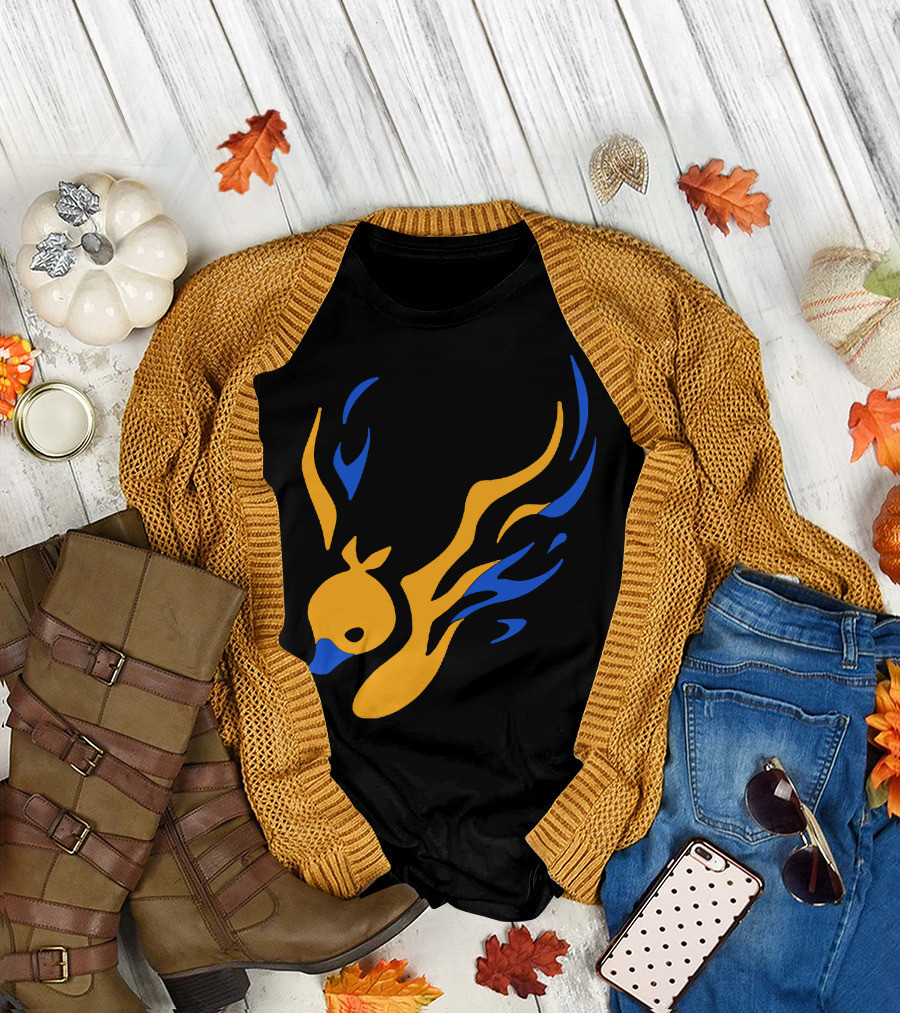 Uhiuhihn Phoenix Inspired Iconic Blue and Orange T-Shirt