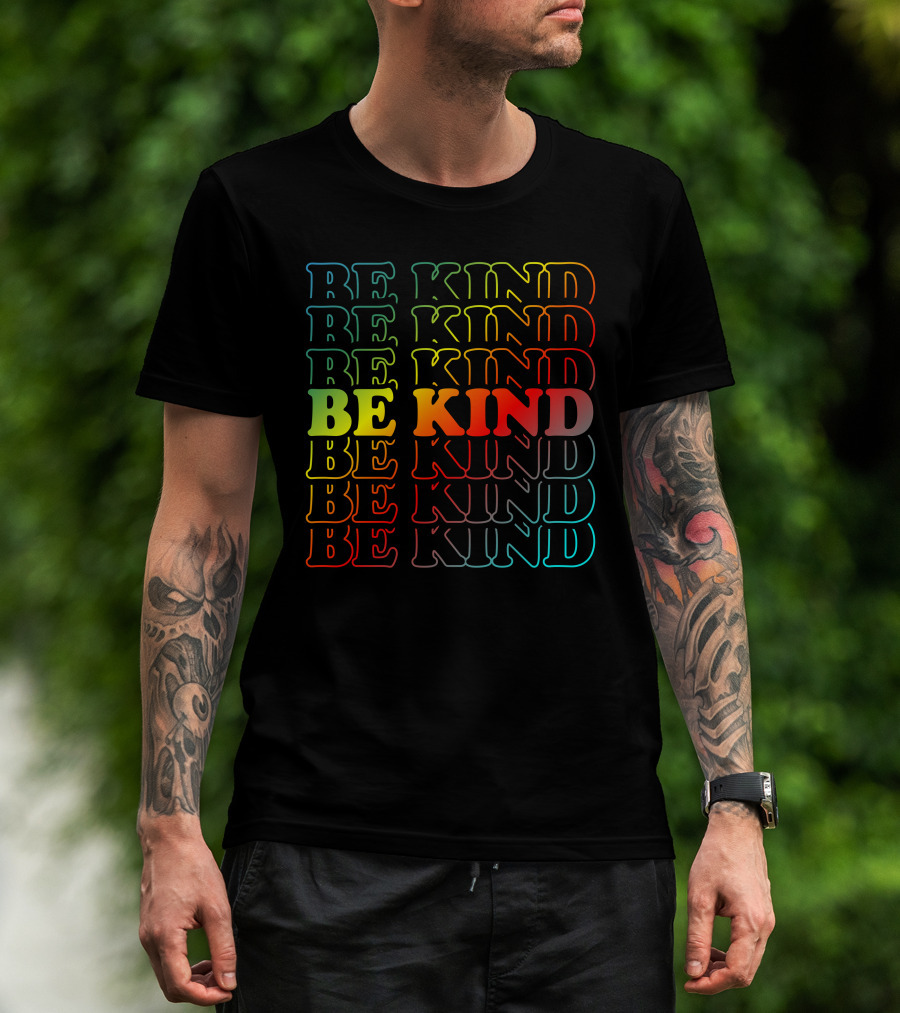 Be Kind Colorful Gradient Text Mick Foley T-Shirt