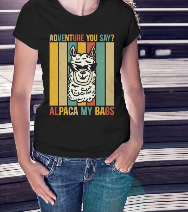 Adventure You Say Alpaca My Bags Vintage Retro Striped Alpaca T-Shirt
