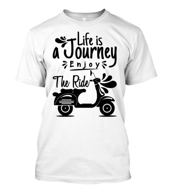 Life Is A Journey Enjoy The Ride Vespa Scooter Motif T-Shirt