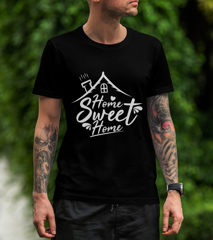 Home Sweet Home Cozy Cottage Roof Graphic With Heart Accent T-Shirt
