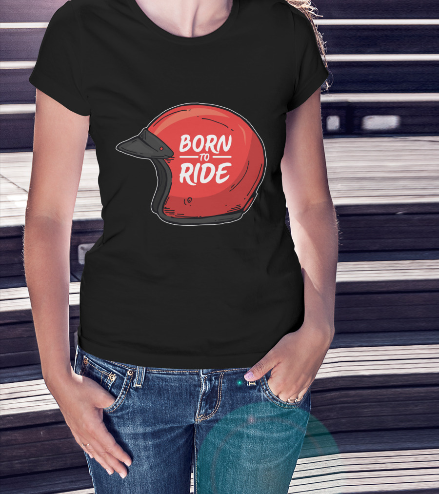 Born To Ride Retro Red Motorcycle Helmet T-Shirt