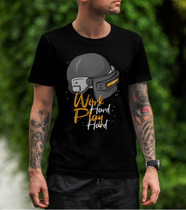 Work Hard Play Hard Football Helmet T-Shirt
