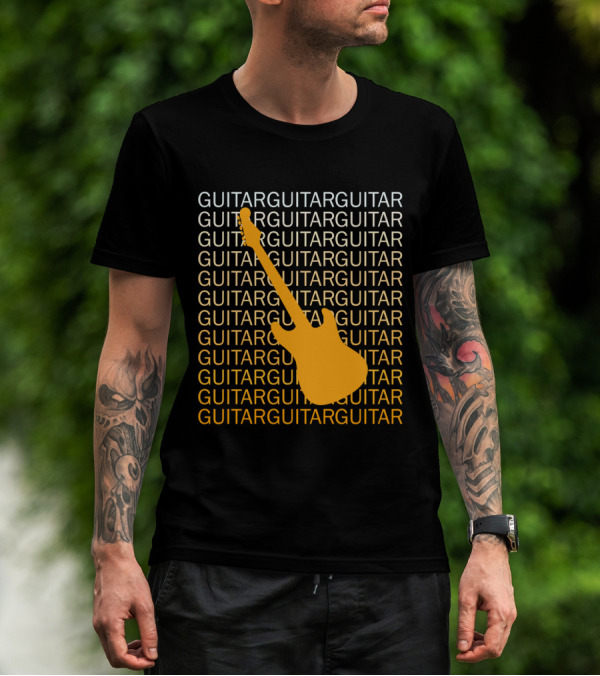 Guitar Guitar Repeated Yellow Electric Guitar T-Shirt