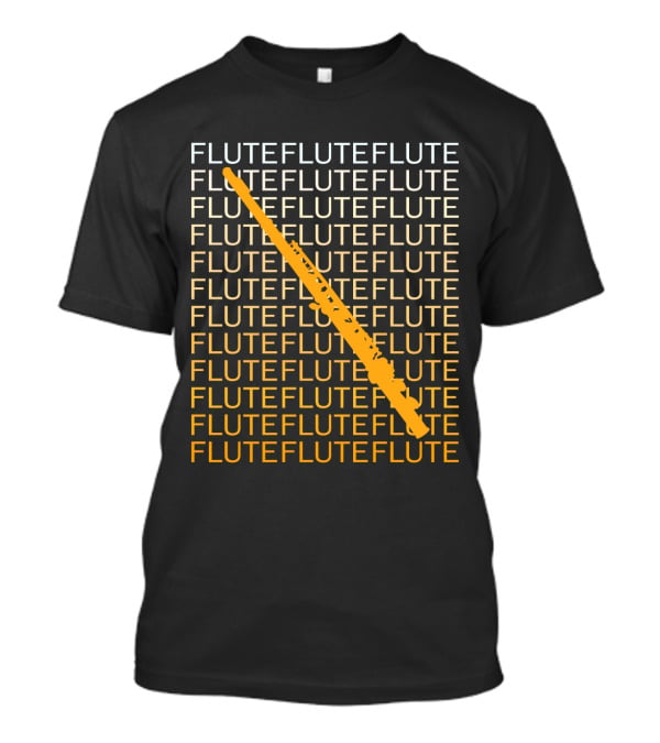Flute Repeated Pattern With Diagonal Yellow Instrument T-Shirt