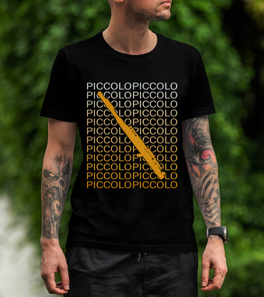 PICCOLO Word Pattern With Diagonal Orange Piccolo T-Shirt