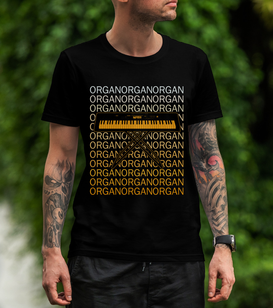 ORGAN ORGAN ORGAN Repeated Keyboard With Stand T-Shirt