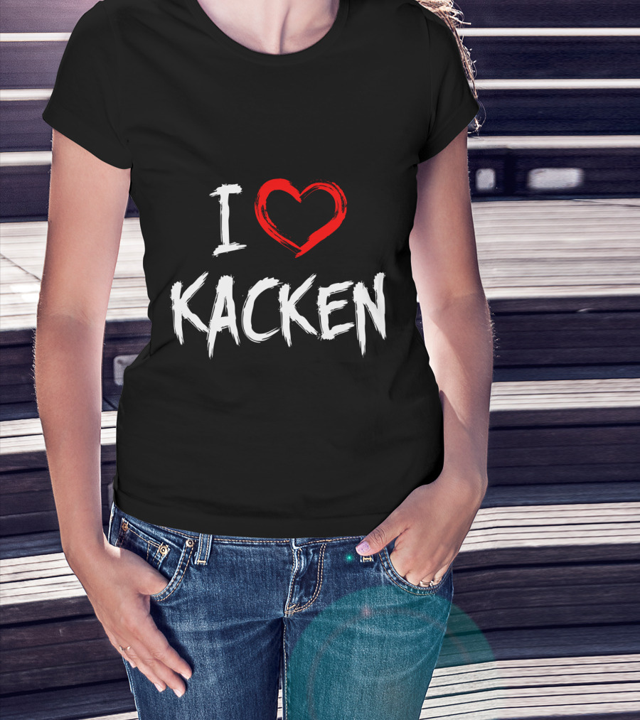 I Heart Kacken Bold White Text With Red Brush Heart T-Shirt