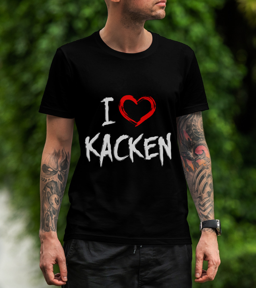 I Heart Kacken Bold White Text With Red Brush Heart T-Shirt