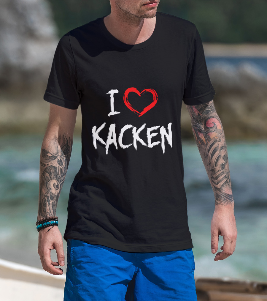 I Heart Kacken Bold White Text With Red Brush Heart T-Shirt