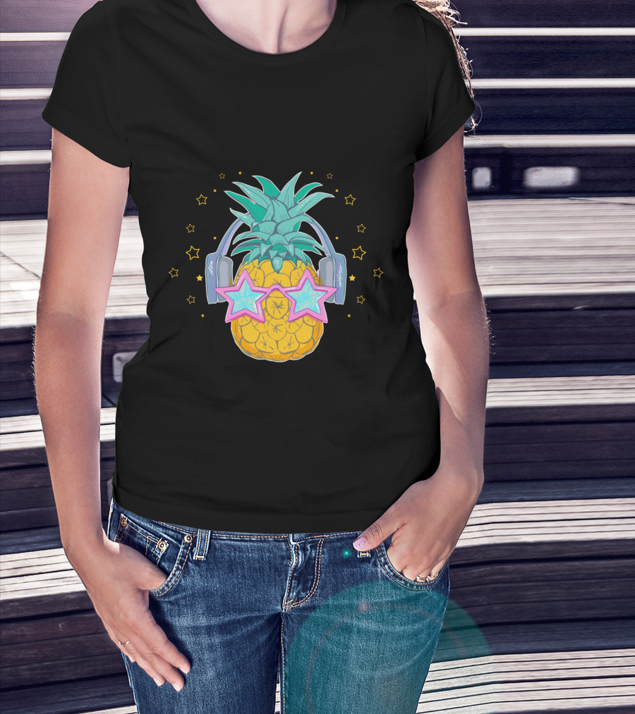 Pineapple Music Star Glasses Headphones T-Shirt