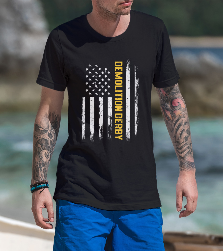 Vintage USA Flag Demolition Derby T-Shirt