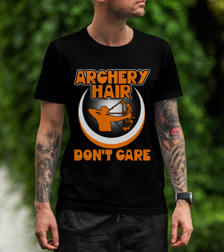 Archery Hair Don't Care Bow Shooter Emblem T-Shirt