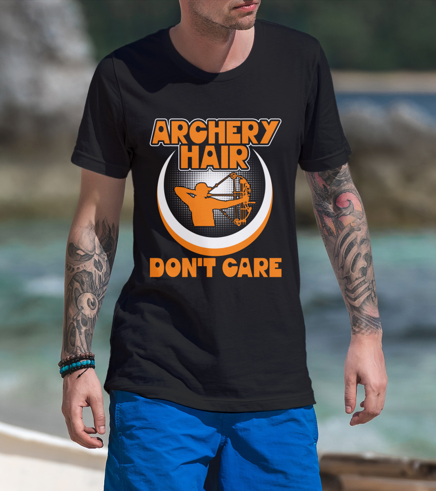 Archery Hair Don't Care Bow Shooter Emblem T-Shirt