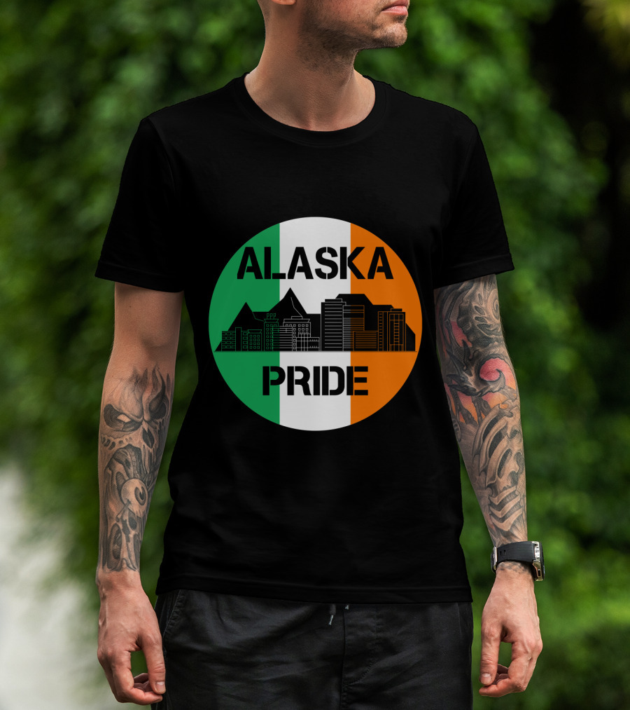 Alaska Pride Skyline With Irish Flag Colors T-Shirt