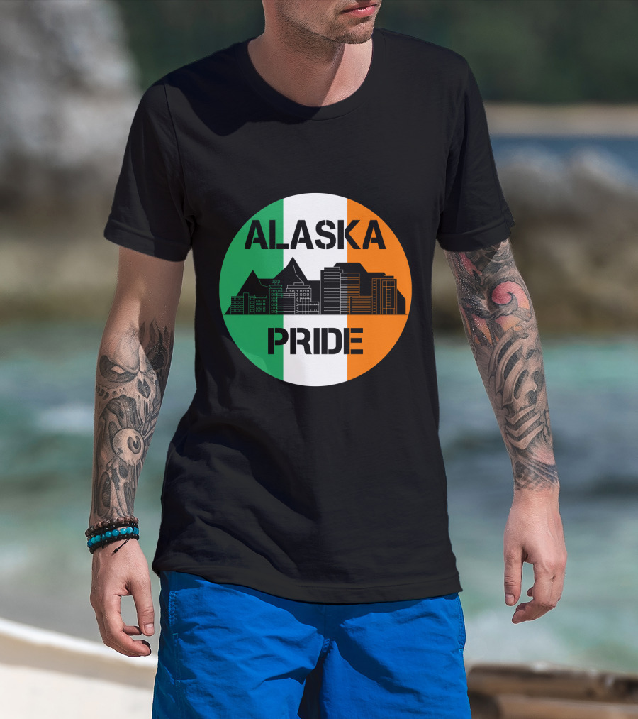 Alaska Pride Skyline With Irish Flag Colors T-Shirt