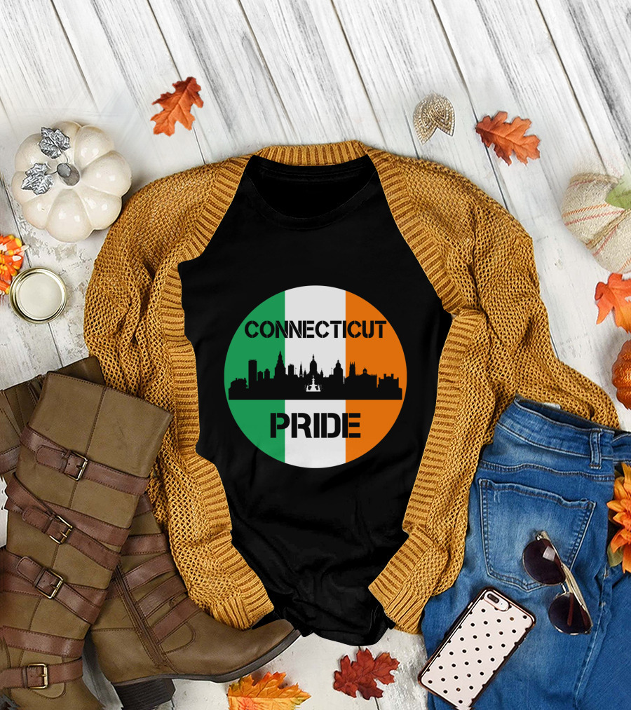 Connecticut Pride Skyline Irish Flag T-Shirt