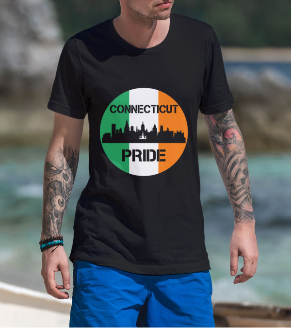 Connecticut Pride Skyline Irish Flag T-Shirt