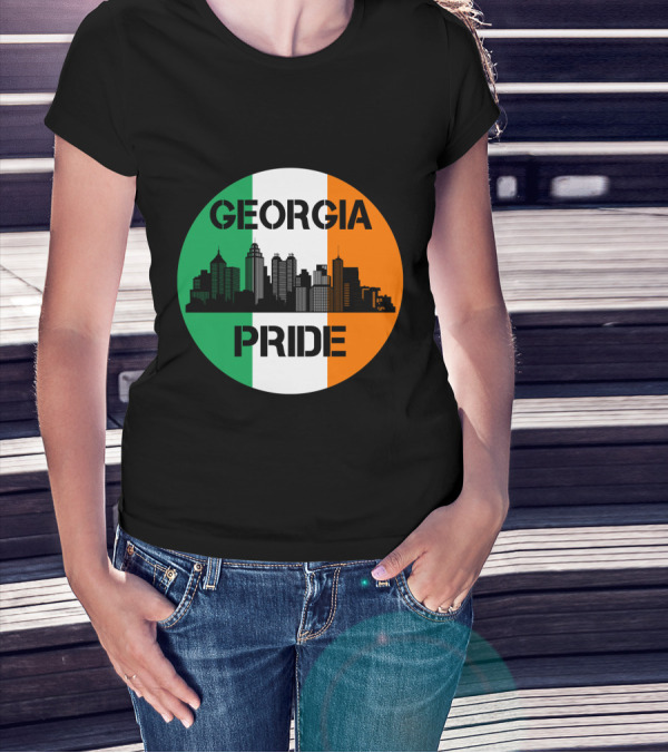 Georgia Pride Skyline Irish Flag Georgia T-Shirt