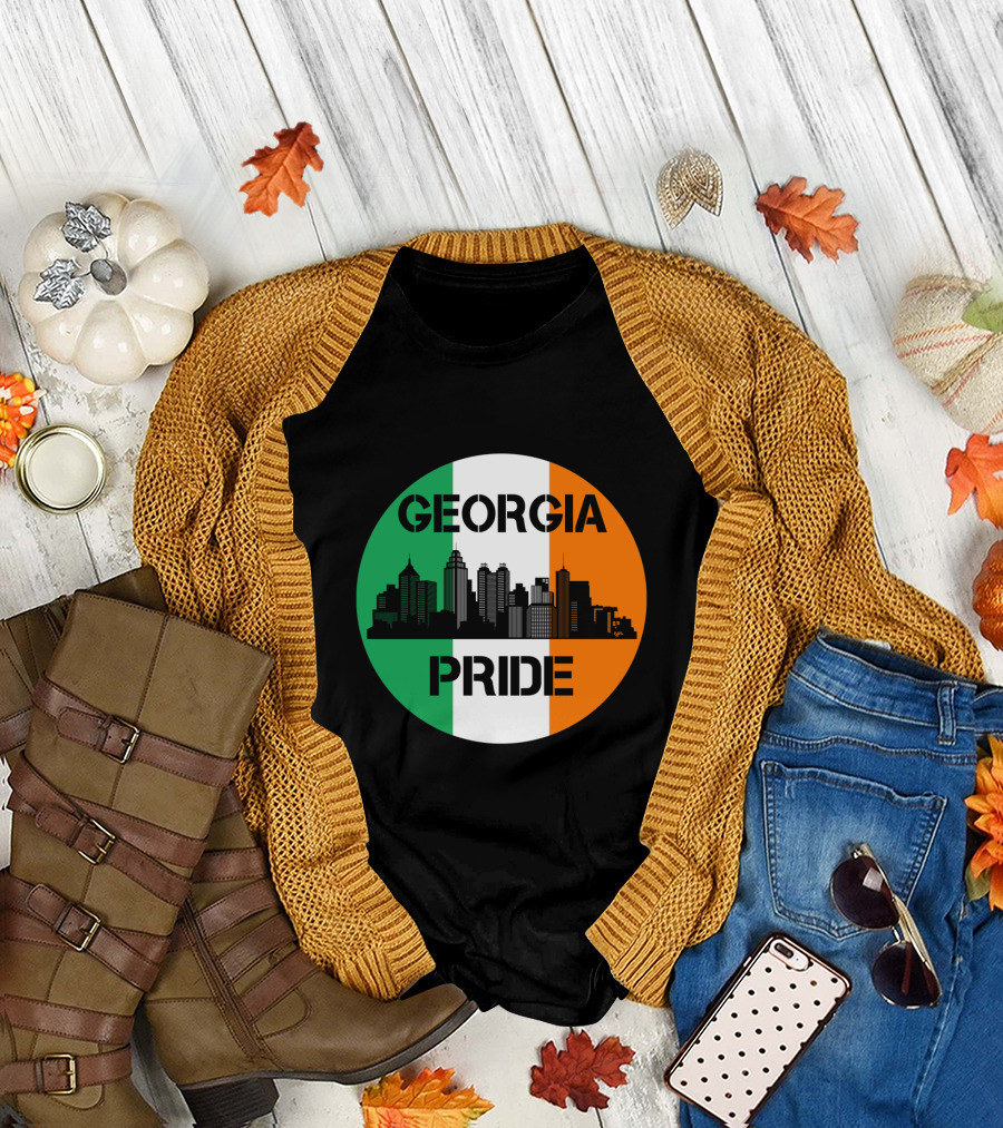 Georgia Pride Skyline Irish Flag Georgia T-Shirt