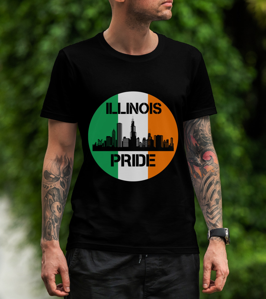 Illinois Pride Skyline Irish Flag T-Shirt