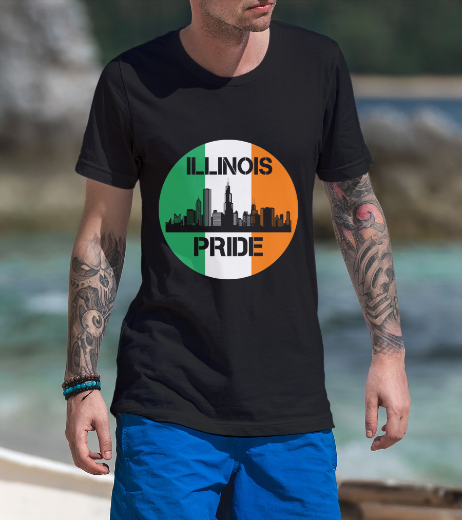 Illinois Pride Skyline Irish Flag T-Shirt