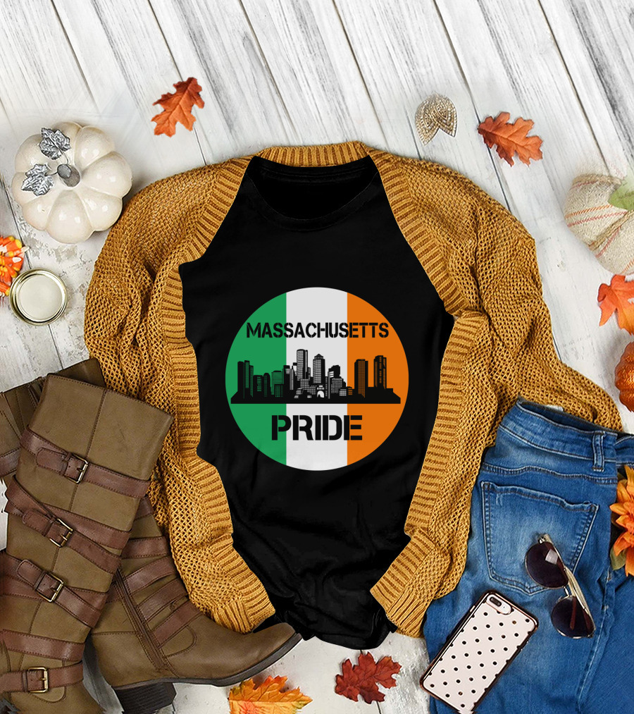 Massachusetts Pride Skyline Irish Flag T-Shirt