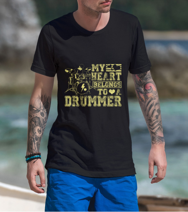 My Heart Belongs To A Drummer My Heart Band Player Drums Icon Love T-Shirt