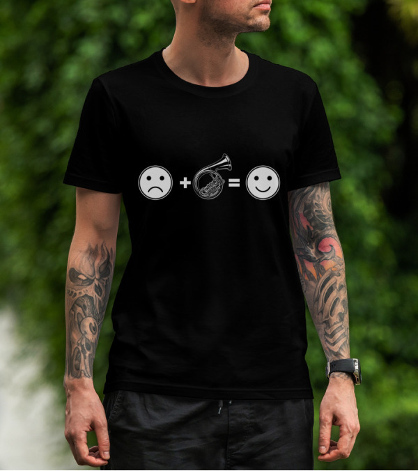 Sad Face Plus French Horn Equals Happy Face T-Shirt