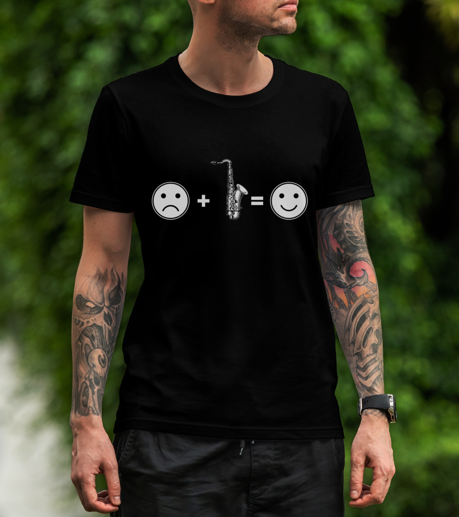 Sad Face Plus Saxophone Equals Happy Face T-Shirt