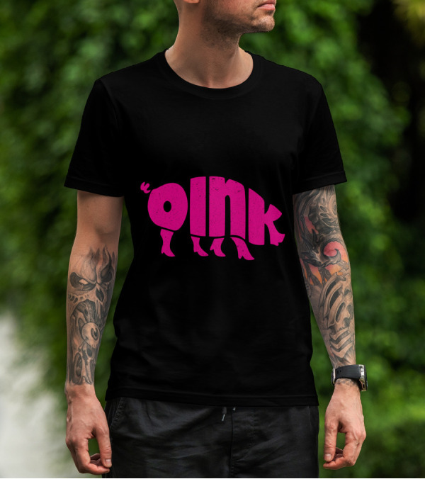 OINK Pink Pig Silhouette Humor T-Shirt