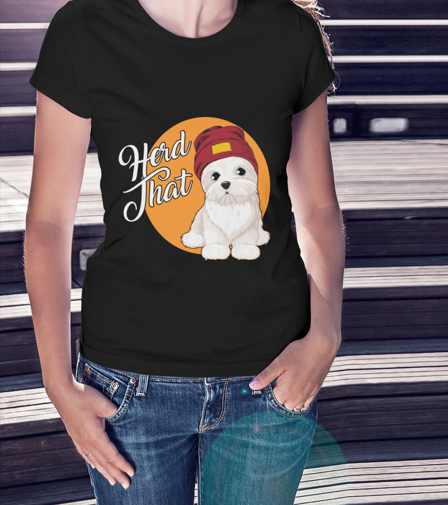 Herd That Funny Maltese Dog Lover Beanie T-Shirt