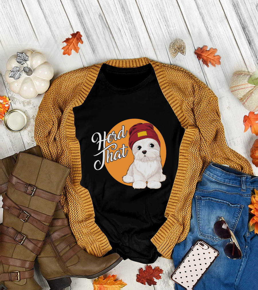 Herd That Funny Maltese Dog Lover Beanie T-Shirt