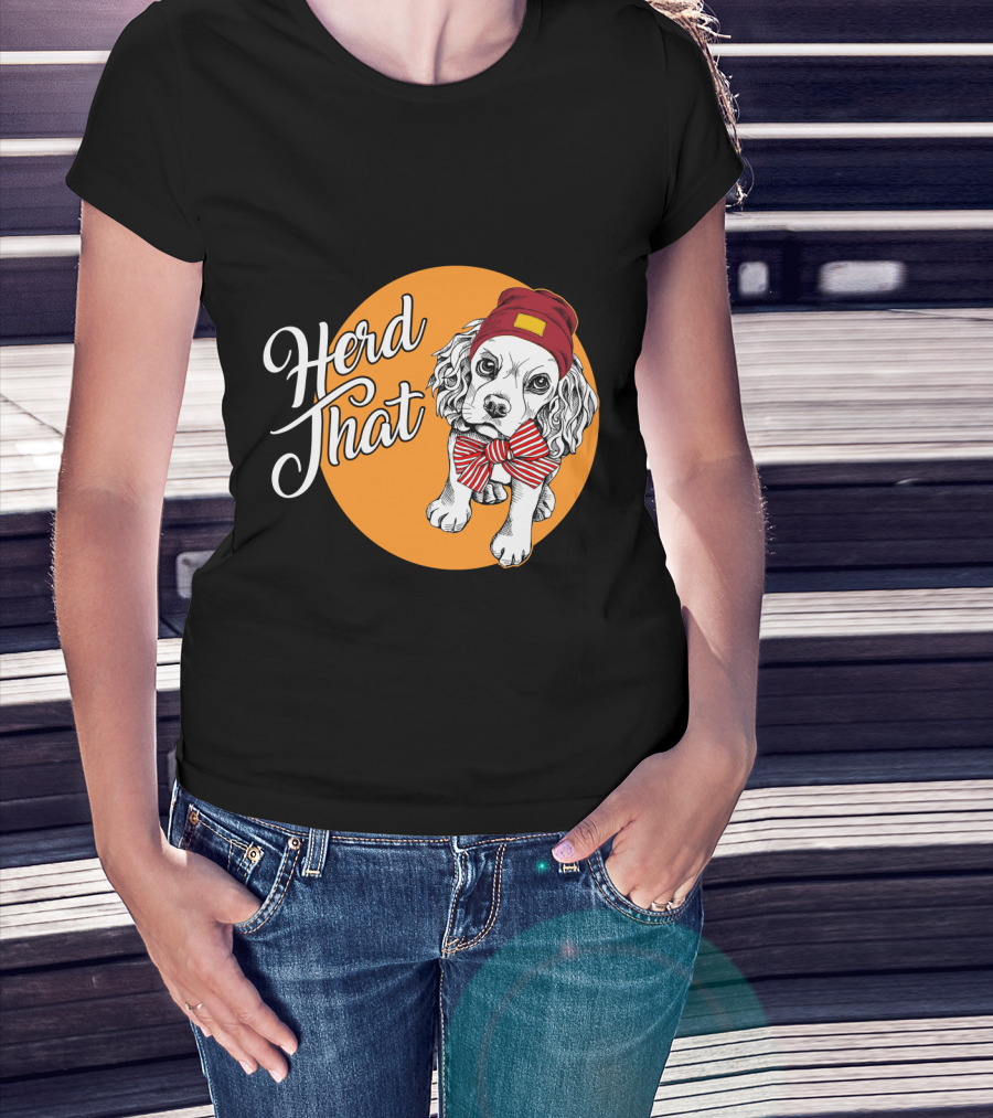 Herd That Cocker Spaniel Funny Animal Lover Dog Bow Tie Beanie T-Shirt