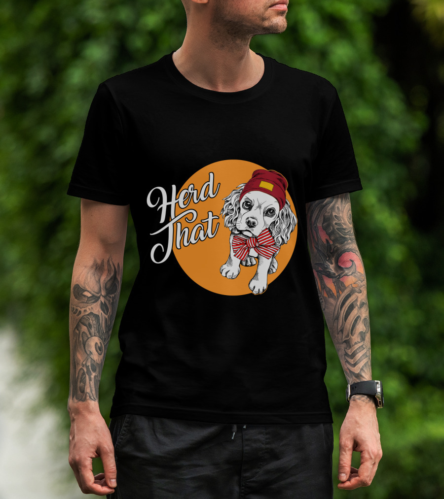 Herd That Cocker Spaniel Funny Animal Lover Dog Bow Tie Beanie T-Shirt