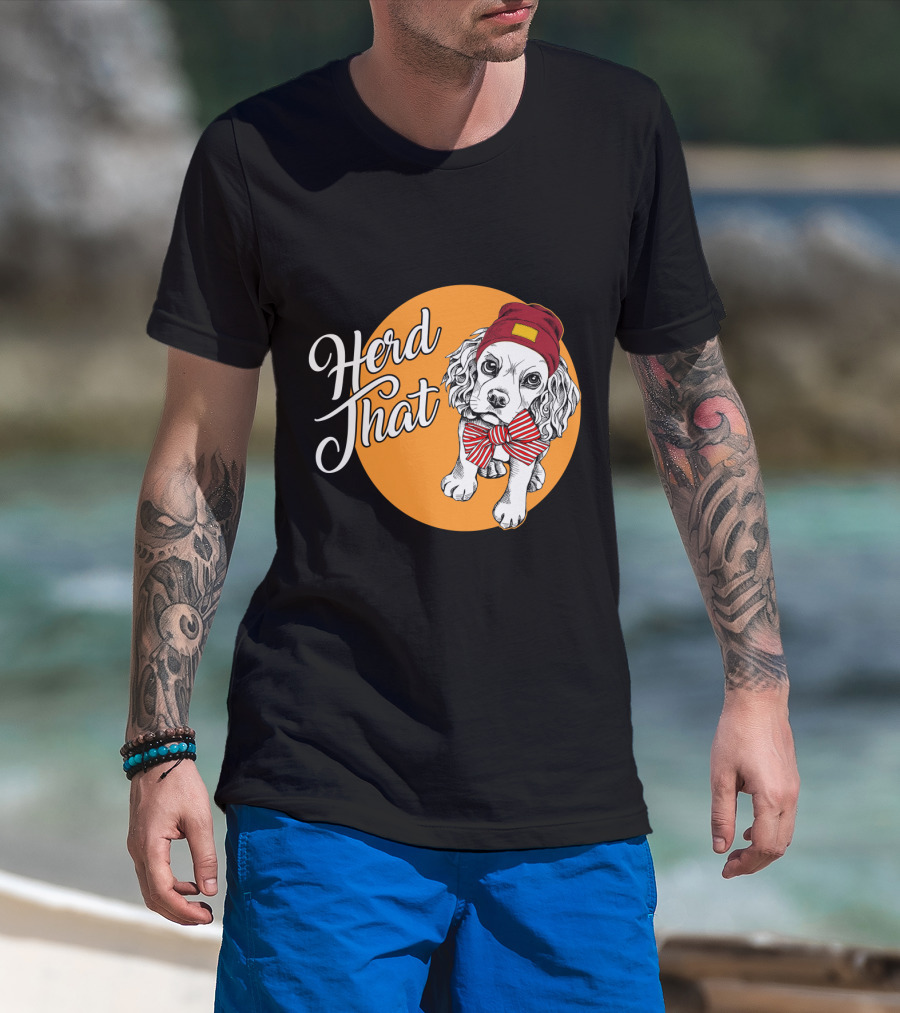 Herd That Cocker Spaniel Funny Animal Lover Dog Bow Tie Beanie T-Shirt